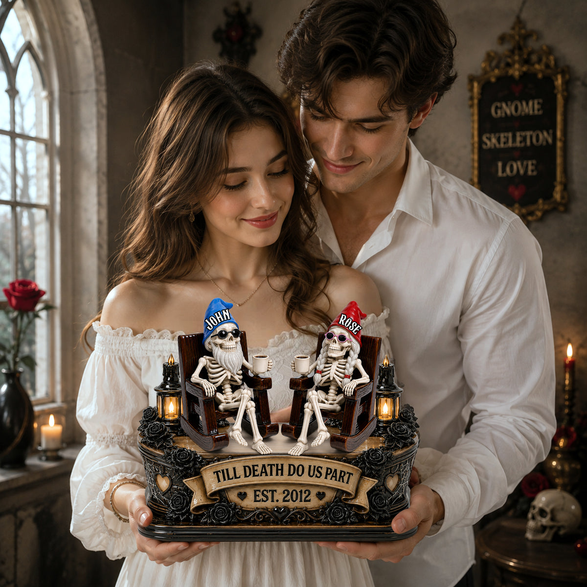 Couple Gnome Skeleton Acrylic Plaque - Personalized Gifts For Couple 05ohlu180826-Homacus
