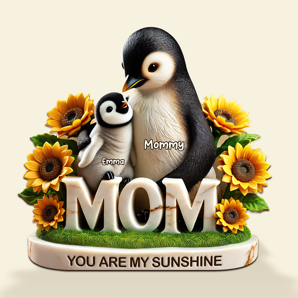 Penguin Mom Plaque - Personalized Gifts For Mom 01hupu210425-Homacus