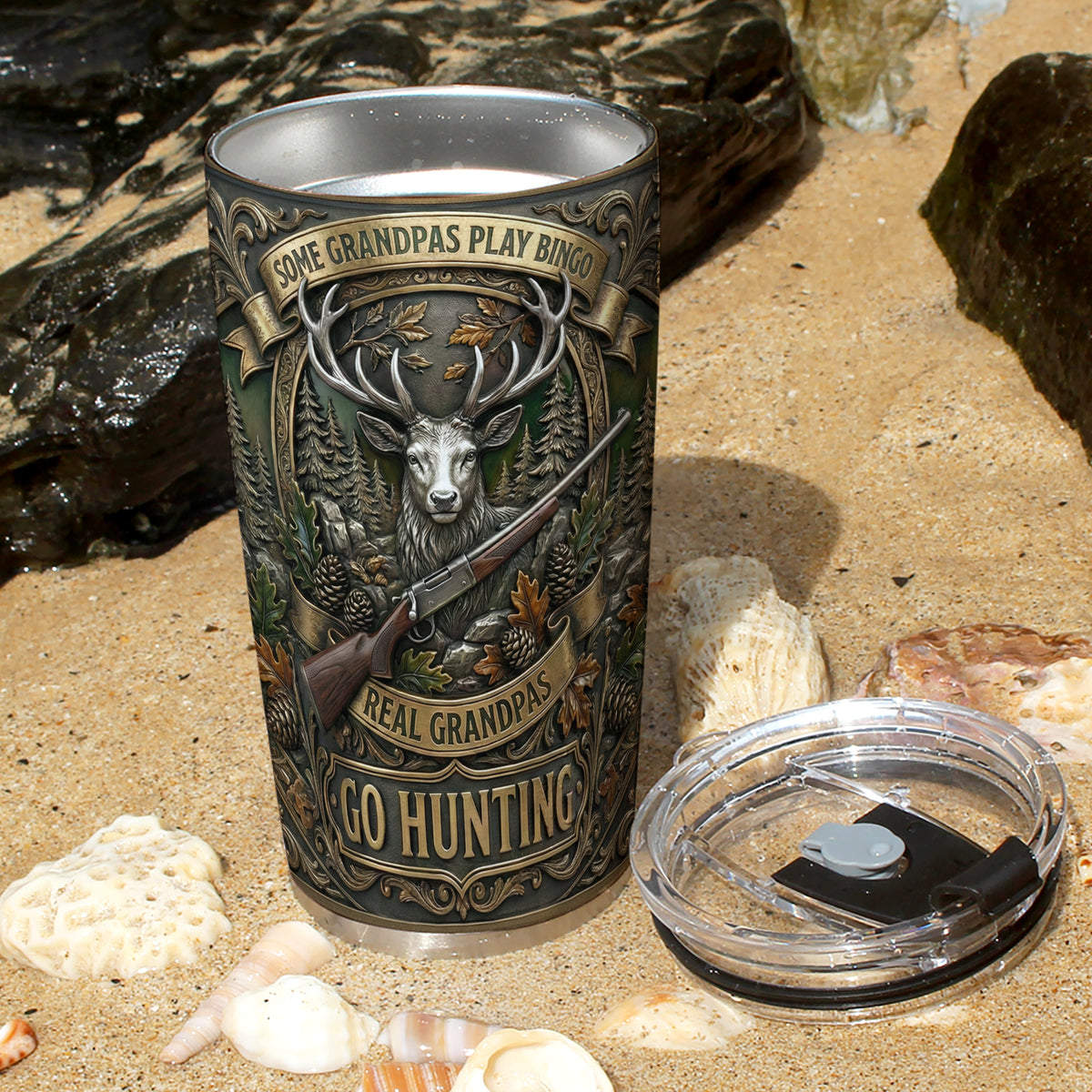 Hunting Grandpa 20oz Tumbler - Personalized Gifts For Grandpa Tumbler 02PAQN280226-Homacus