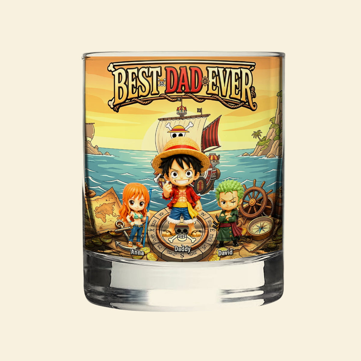 Anime Adventure Round Glass - Personalized Gifts For Dad 07toqn140526-Homacus