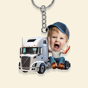 Custom Photo Gifts For Kid Keychain Kid Trucker 01OHDT091224-Homacus