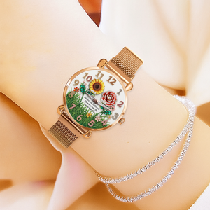 Floral Blooming Mesh Strap Watch - Personalized Gift For Sisters 04HULU250725-Homacus