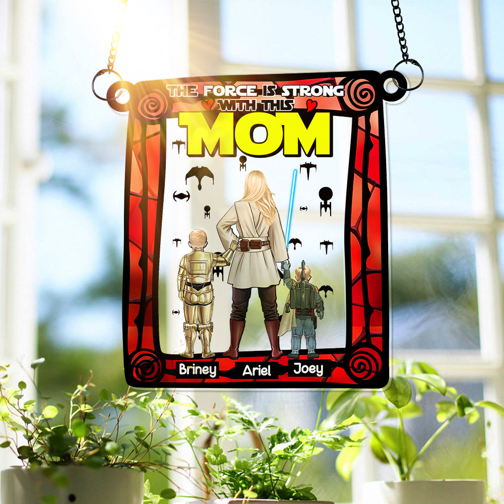 Personalized Gifts For Mom Suncatcher Ornament Strong Mom & Her Little Ones 05XQLU270225HHHG-Homacus