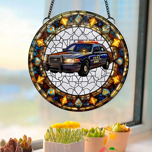 Personalized Christmas Gifts For Police Car Lovers Suncatcher Ornament 78acpu290824-Homacus