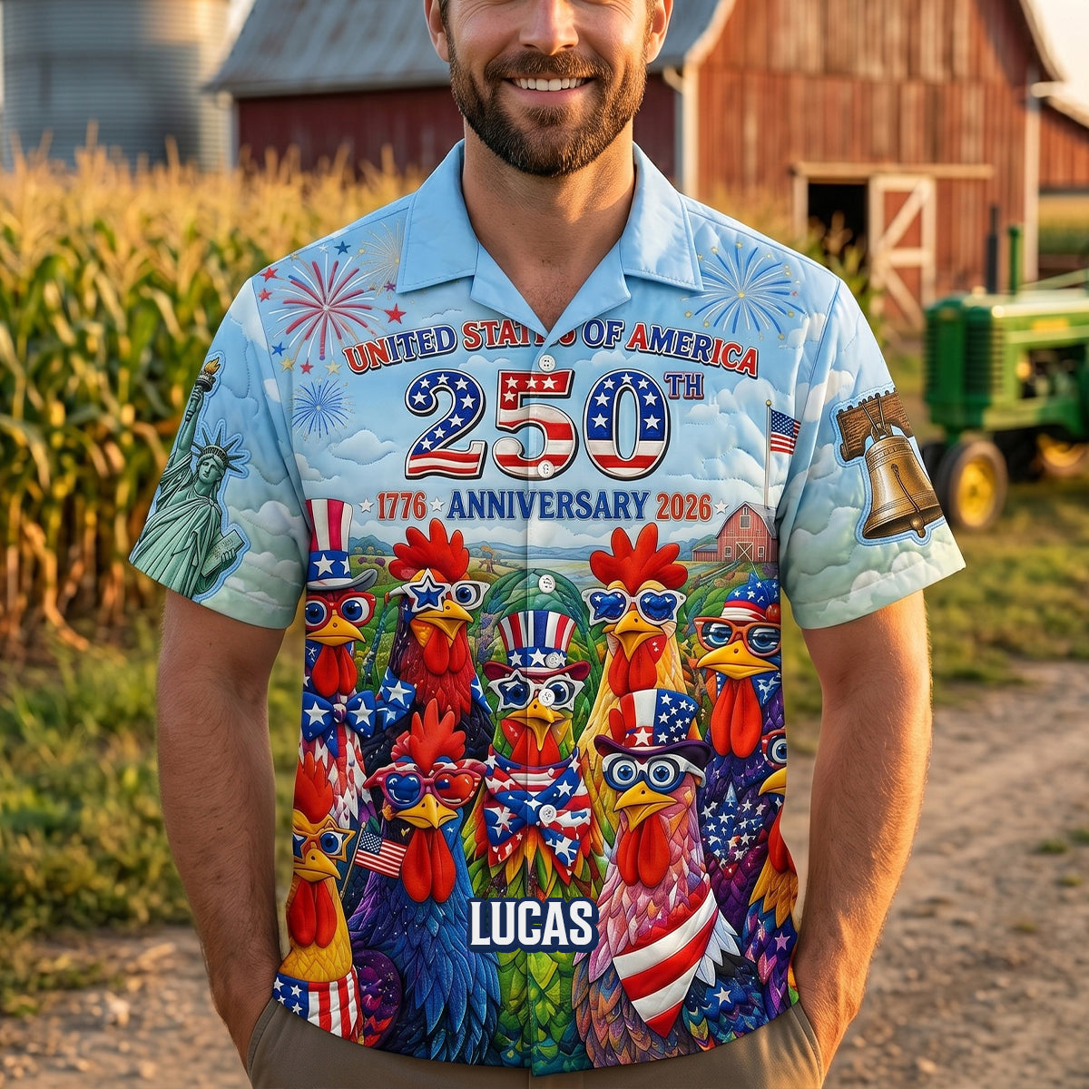 Whimsical Chicken Squad 250 America Hawaiian Shirt - Personalized Gifts For Chicken Lovers 02qhtn200626