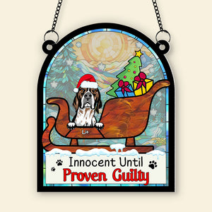 Personalized Gifts For Dog Lovers Suncatcher Ornament 042hutn190724 Naughty Dog Christmas-Homacus