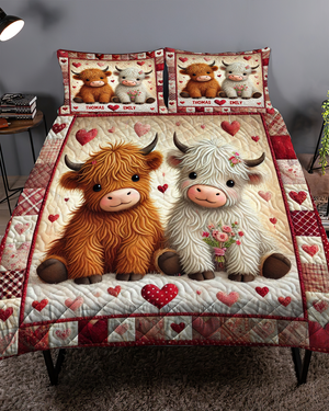 Personalized Gifts For Cow Couple Quilt Bedding Set 03XQPU080125-Homacus