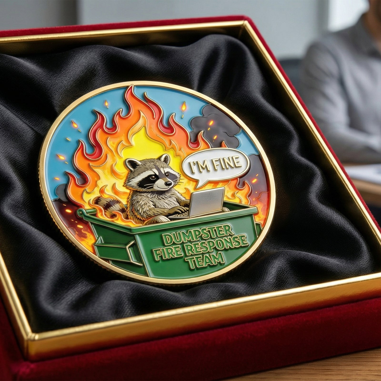 Funny Raccoon Dumpster Printed Metal Coin - Personalized Gifts For Office Workers 05naqn030326-Homacus