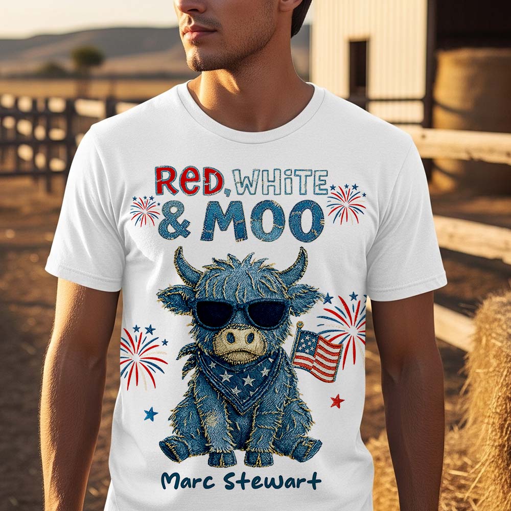 Highland Cow Freedom Shirt - Personalized Gifts For 4th Of July 04NADT190625-Homacus