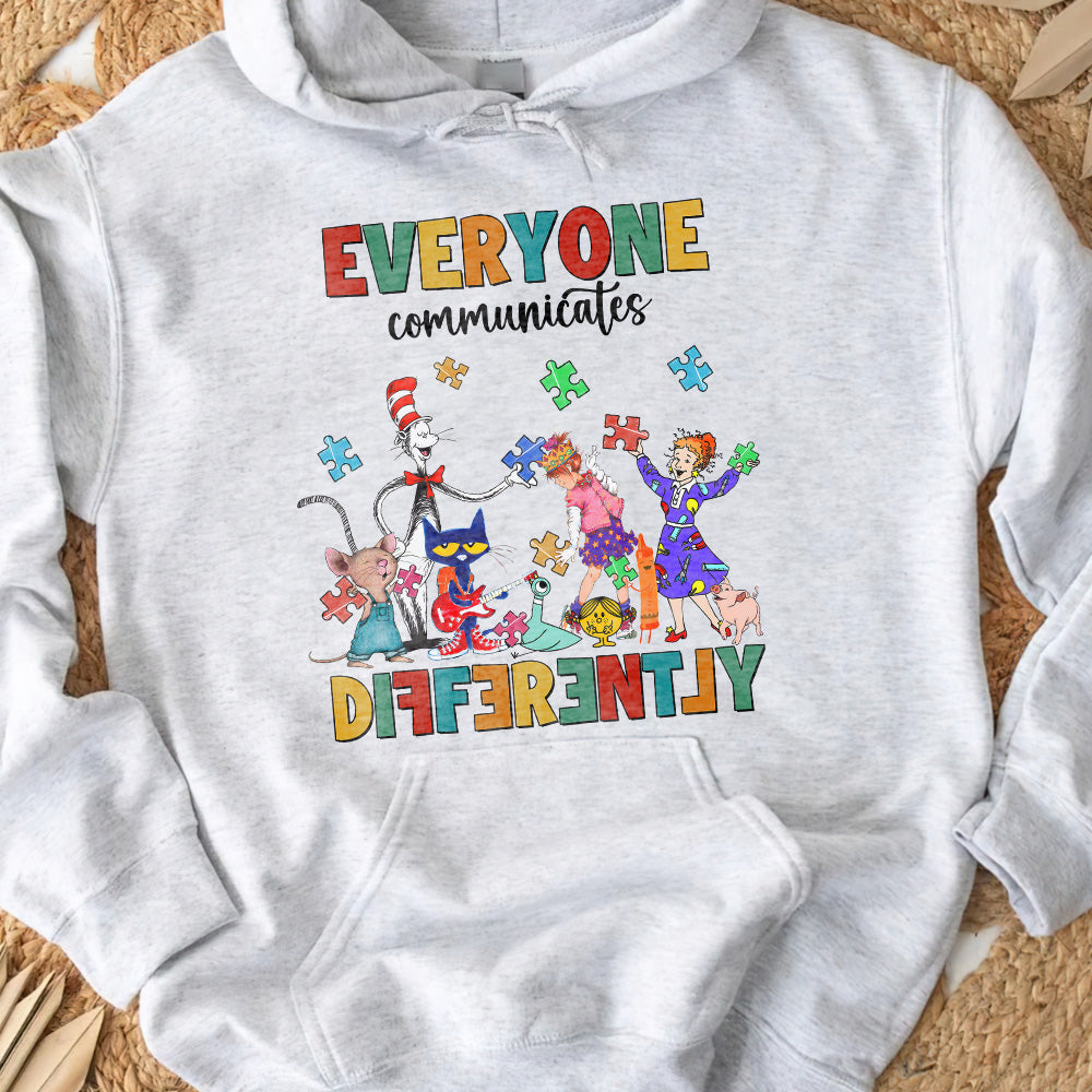 Gifts For Autism Shirt Everyone Communicates Differently 03HUMH200225-Homacus