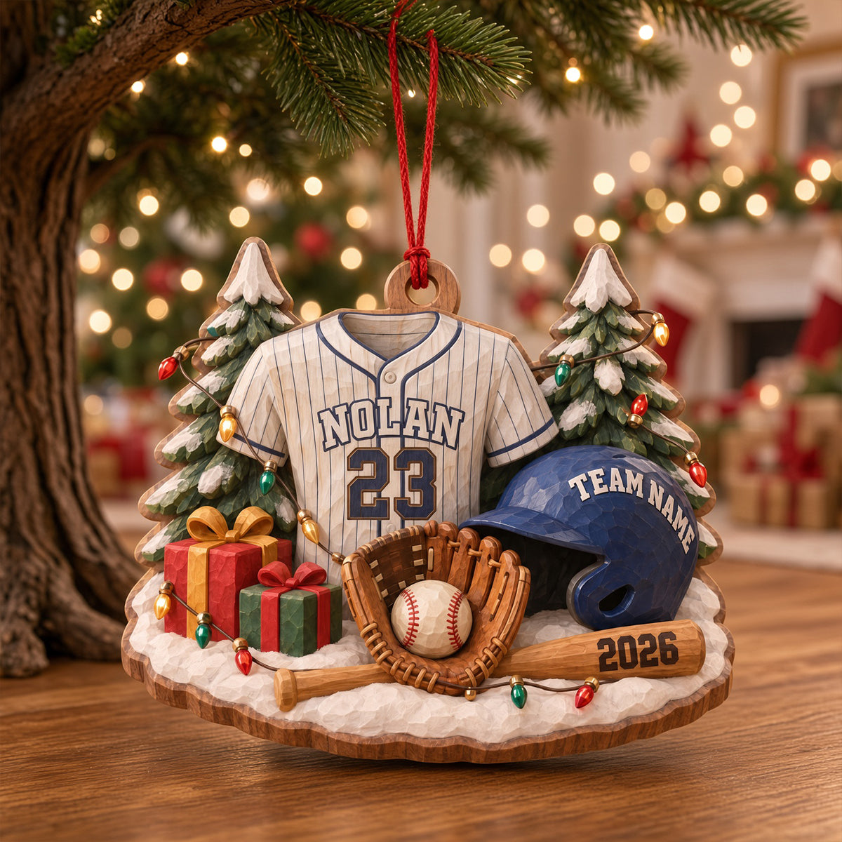 Batter Up Wood Effect Ornament, Personalized Gifts For Sport Lovers 04QHTN141026-Homacus
