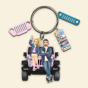 Personalized Gifts For Off-road Couple Keychain With Charms 08qhqn190724pa, License Plate Charms-Homacus