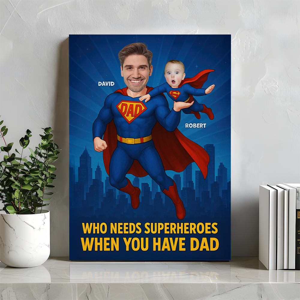 Super Dad Canvas Print - Custom Photo Gifts For Dad 02topu210525-Homacus