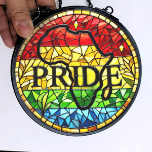 Black Roots Pride Round Stained Glass Suncatcher Ornament 02qhtn030125 Black History Month Decor-Homacus