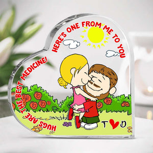 Personalized Gifts For Couple Heart Shaped Acrylic Plaque, Hugs Are The Best Medicine 01TGLU041224HG-Homacus