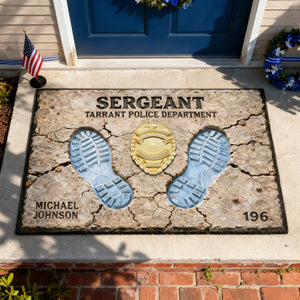 Proud To Serve Police Doormat - Personalized Gift For Police 03TGLU110226-Homacus
