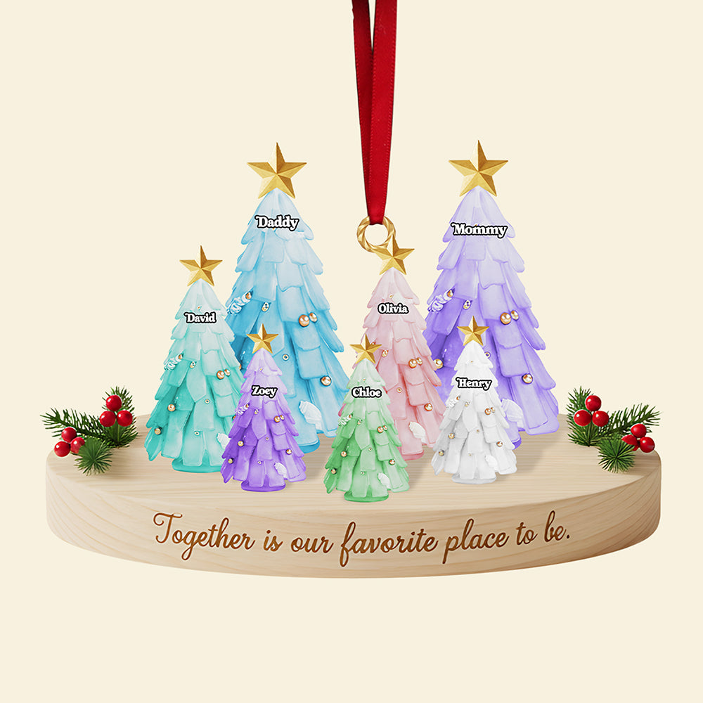 Personalized Gifts For Family, Christmas Tree Sea Glass Family Acrylic Ornament 01nata131025-Homacus
