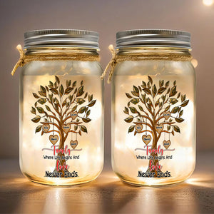 Personalized Gifts For Family Mason Jar Light, Where Life Begins And Love Never Ends 05TGLU111024-Homacus