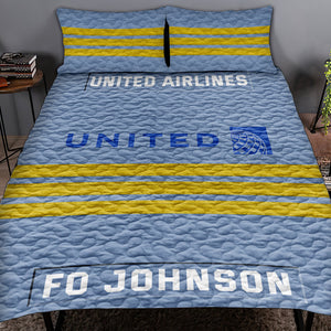 Personalized Gift For Pilot Quilt Bedding Set, Custom Rank & Airline Logo 04QHQN080125-Homacus