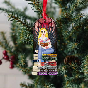 Personalized Gift For Book Lovers 02HUPU170924PA Ornament A Girl Sitting On Stack Of Books Reading-Homacus