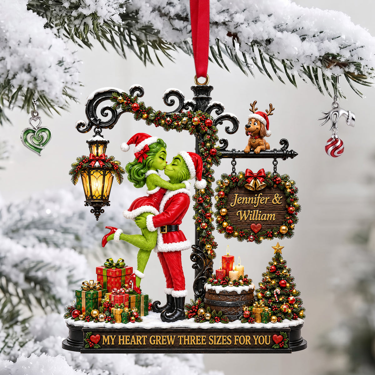 Romantic Kissing Couple Christmas Acrylic Ornament - Personalized Gifts For Couple 02tylu150926-Homacus