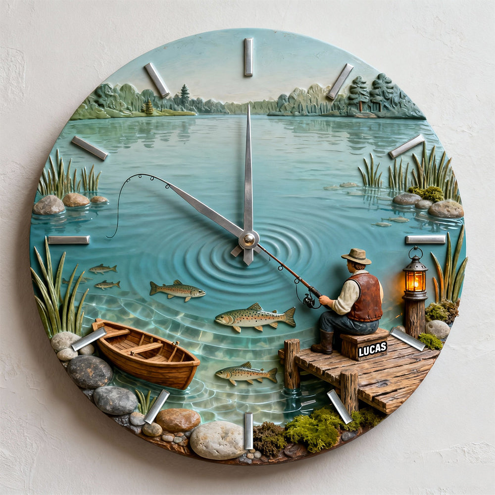Personalized Gifts For Fishing Lovers Acrylic Hanging Wall Clock 06totn261225-Homacus