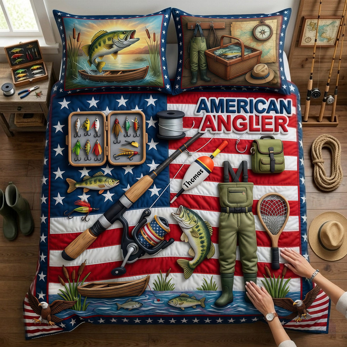 USA Fishing Quilt Bedding Set - Personalized Gifts For Fishing Lovers 05TYLU260326-Homacus