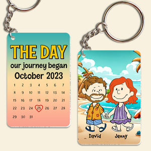 Personalized Anniversary Gifts For Couple Keychain 04xqtn080724hh Cartoon Couple Summer Beach-Homacus