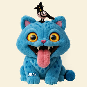 Blue Mischief Cat Shaped Pillow Personalized Gifts 03natn081125-Homacus