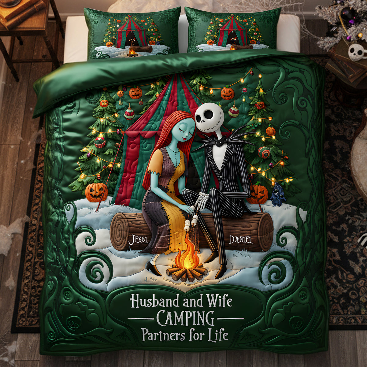 Camping Couples Quilt Bedding Set - Personalized Gifts For Couples 03PALU171125-Homacus