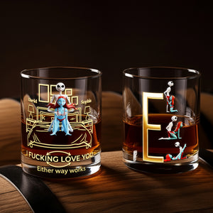 Playful Skeleton Couple Round Glass - Personalized Gifts For Couples 06OHLU241125-Homacus