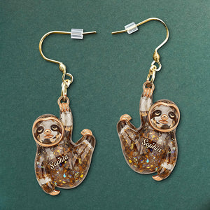 Tired Anti-social Sloth Hang In There Earrings - Personalized Gifts For Sloth Lover 06qhqn240625-Homacus