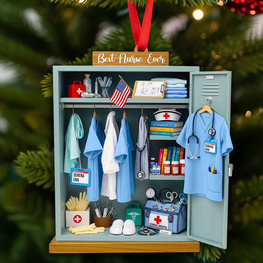 Nurse Festive Locker Christmas Ornament, Personalized Gifts For Nurse 02qhdt090925-Homacus