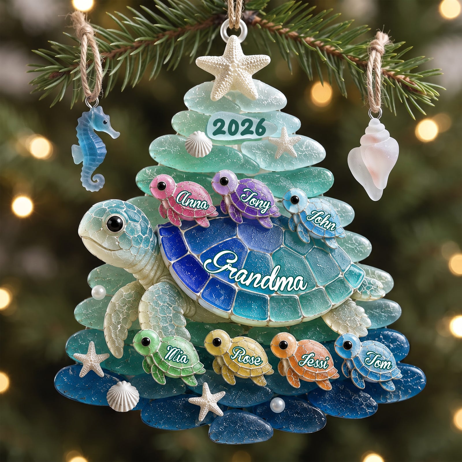 Turtle Grandma Acrylic Ornament - Personalized Gifts For Christmas 07nalu010826-Homacus