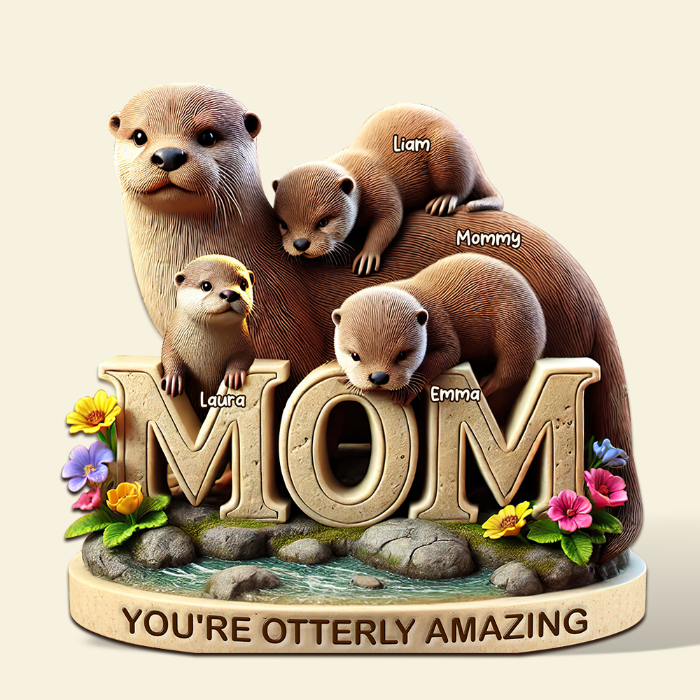Otter Mom Plaque - Personalized Gifts For Mom 01hupu190425-Homacus