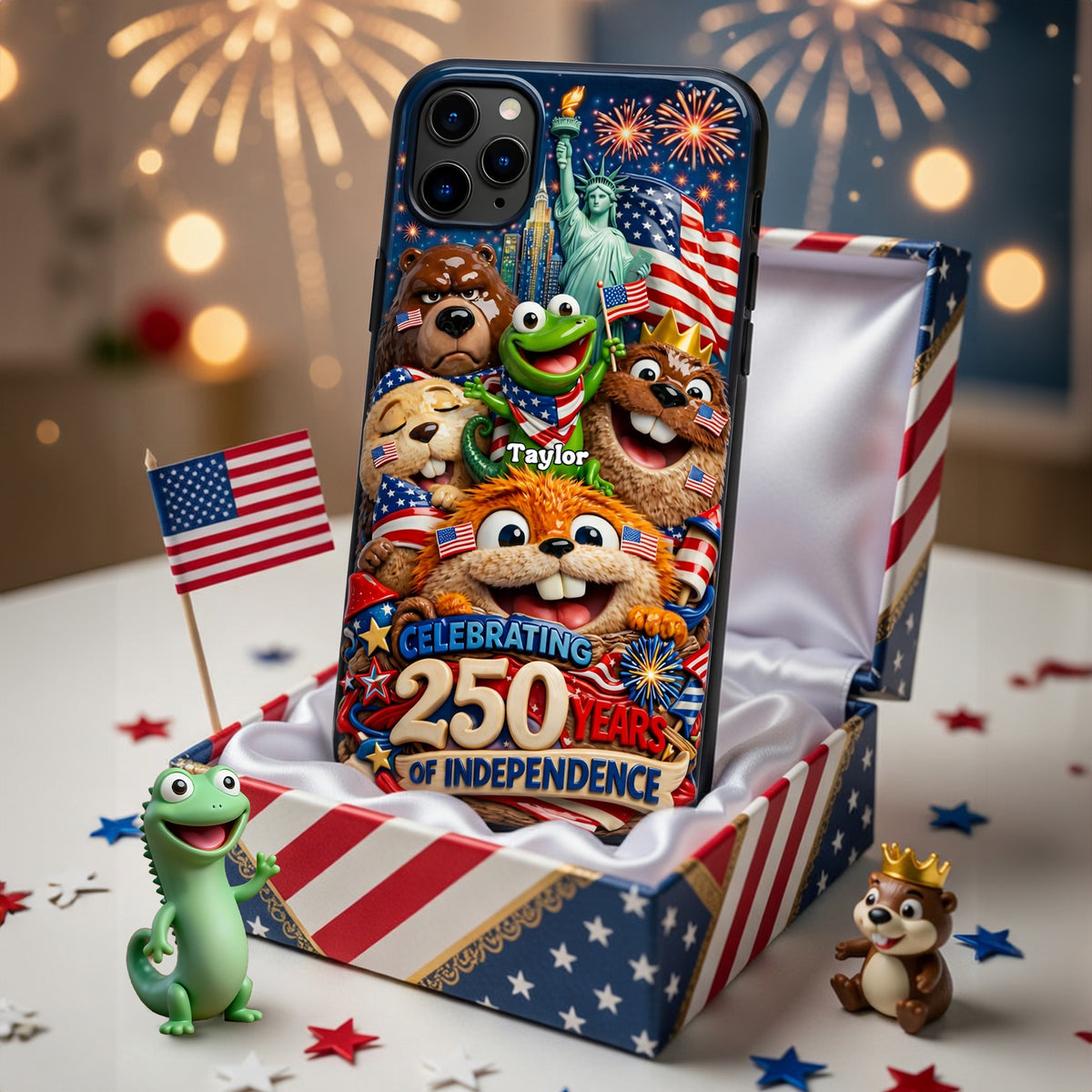 USA 250th Anniversary Cute Character Squad Phone Case - Personalized Gifts 07tylu160326-Homacus