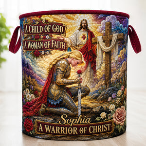 Kneeling Knight Quilted Laundry Basket - Personalized Gifts For Christians 01hudt180726-Homacus