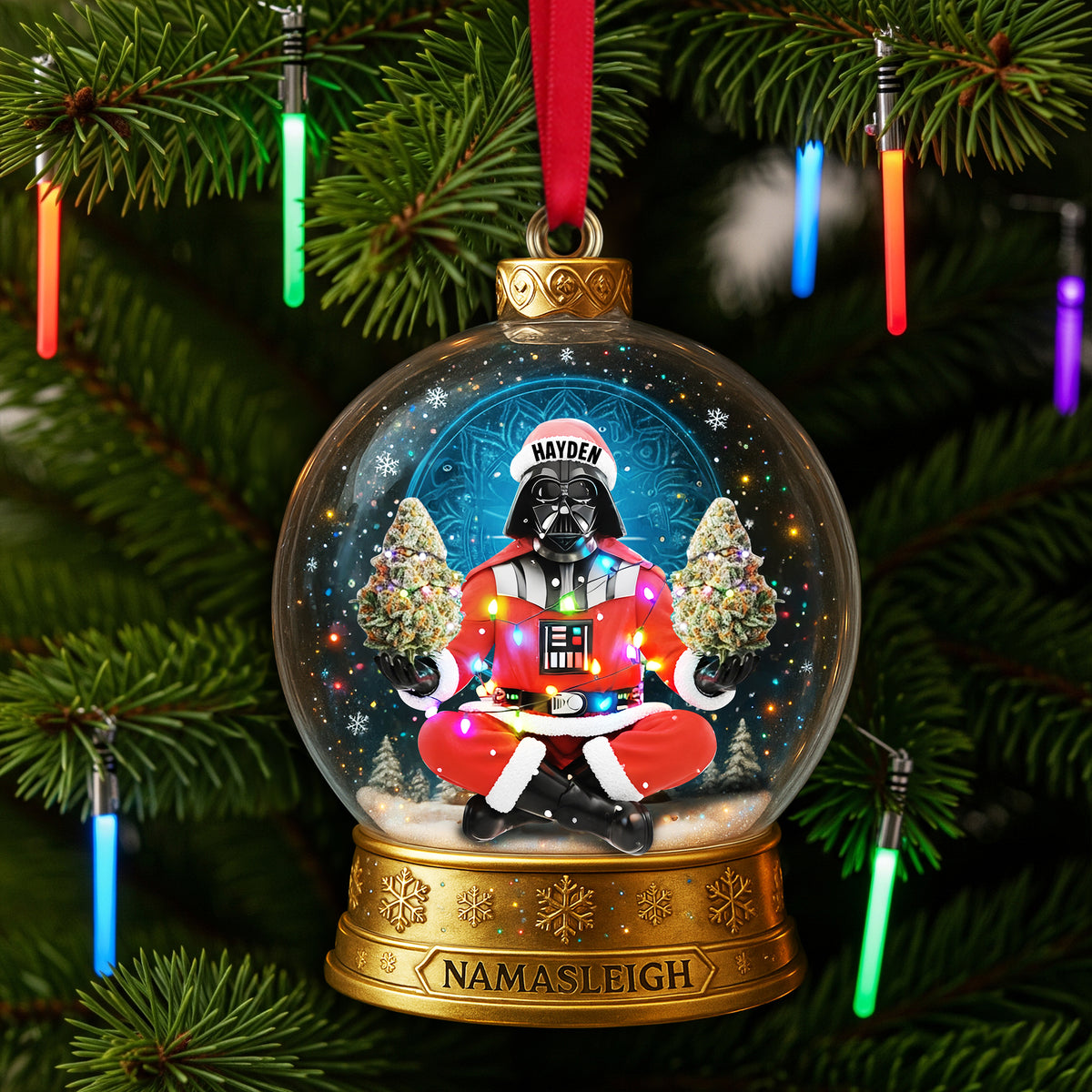 Cosmic Festive Santa Ornament - Personalized Christmas Gift For Stoners 02TOLU290825-Homacus