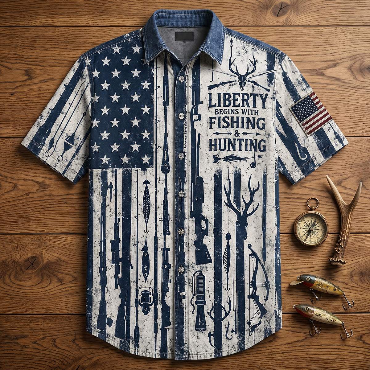 Proud American Heritage Hawaiian Dad Shirt, Personalized Gifts For Fishing & Hunting Lovers 03qhtn270526-Homacus