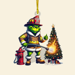 Firefighter Christmas Ornaments - Green Monster - Personalized Gifts For Firefighter-Homacus