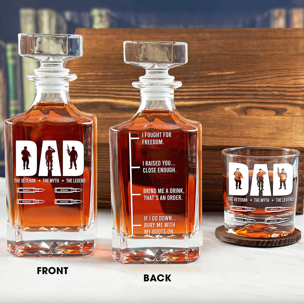 Veteran Dad Whiskey Decanter Set - Personalized Gift For Dad 03TOQN220525-Homacus