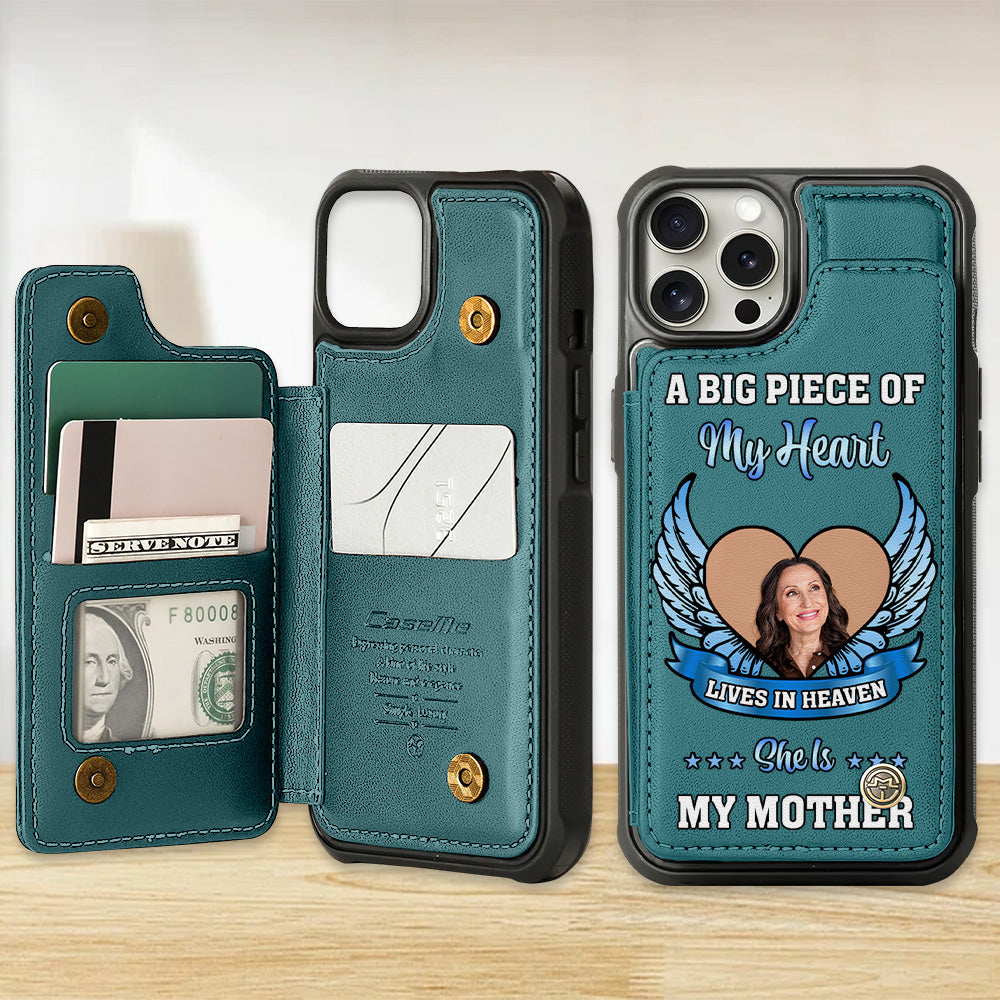 Custom Photo Gift For Mom Leather Flip Wallet Phone Case Heaven Memorial 02XQMH220225-Homacus