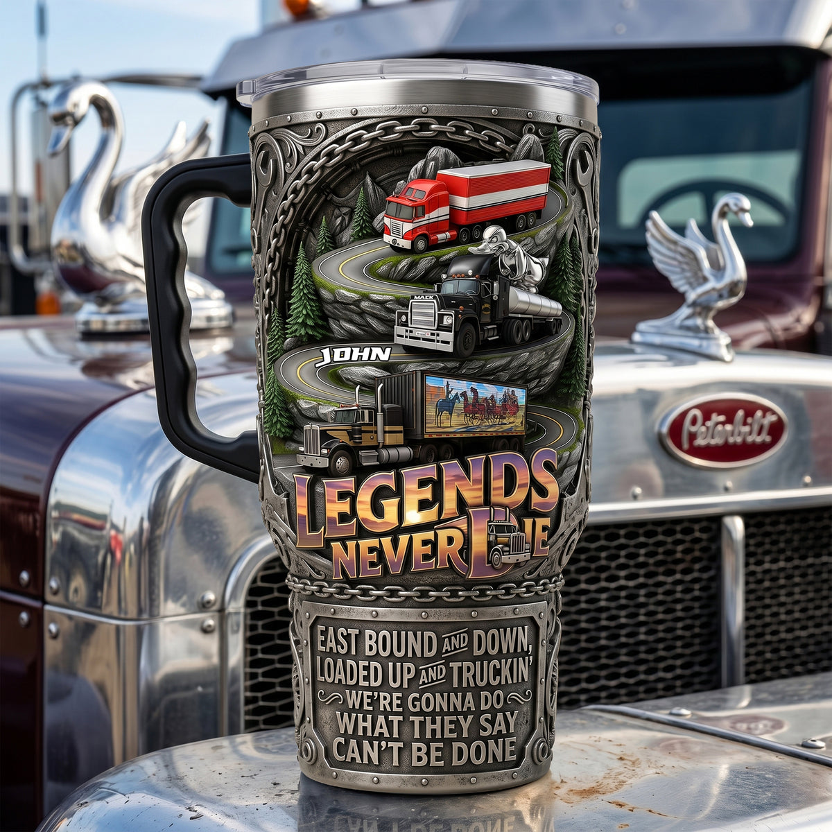 Classic Semi-Truck Legend 40oz Tumbler With Handle - Personalized Gifts For Truckers 02qhlu280526-Homacus