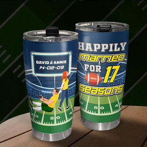 Personalized Gifts For American Football Couple 20oz Tumbler Happily Married 02TOLU110125PA