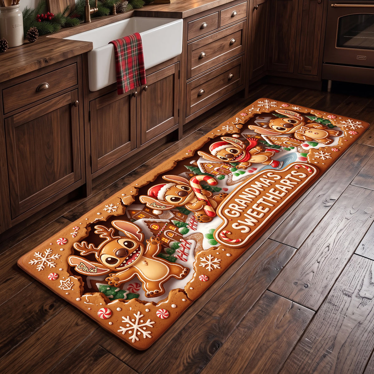 Lovely Gingerbread Sweetheart Runner Rug - Personalized Gifts For Family 01palu220826-Homacus