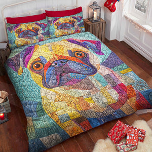 Pug Dog Christmas Quilt Bed Set Gifts For Dog Lovers 05HUDT051124-Homacus