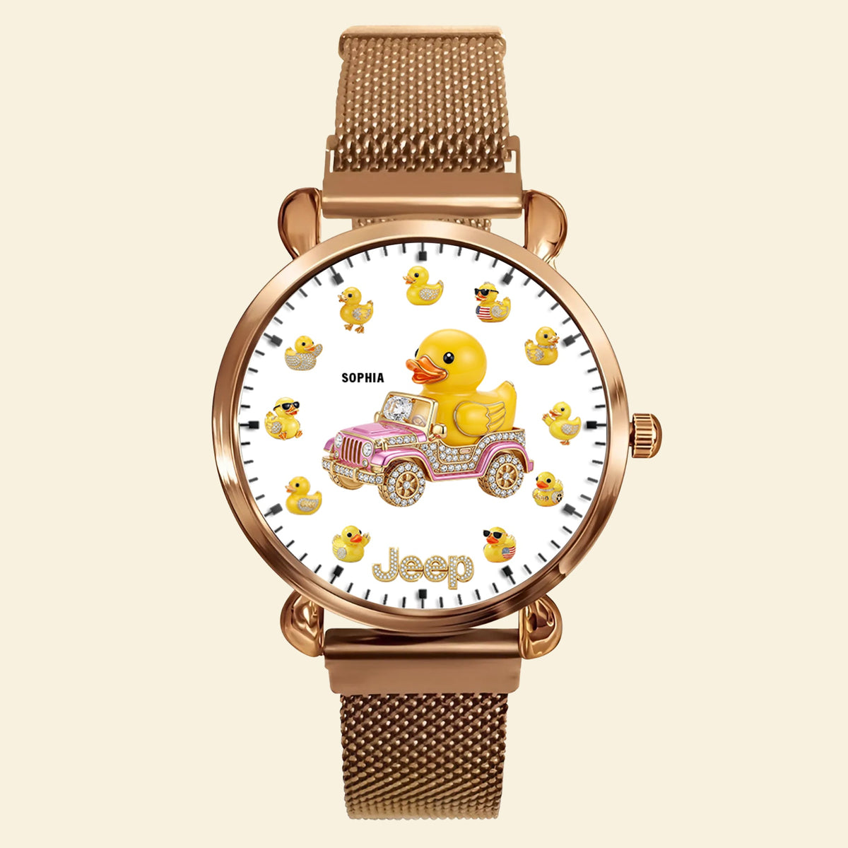 Funny Duck Mesh Strap Quartz Watch Personalized Gifts For Off Road Lovers 01HUTN040825-Homacus