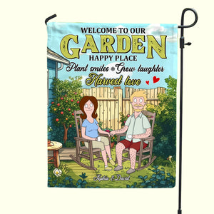 Personalized Gifts For Couple Garden Flag 04xqtn110225pa Our Garden Happy Place Plant Smiles Grow Laughter-Homacus