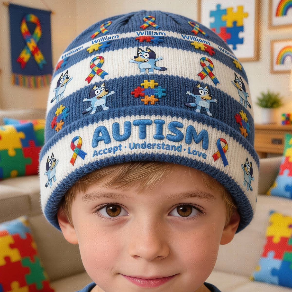 Awareness Bobble Beanie Hat - Personalized Gifts For Kids 02TGQN100126-Homacus