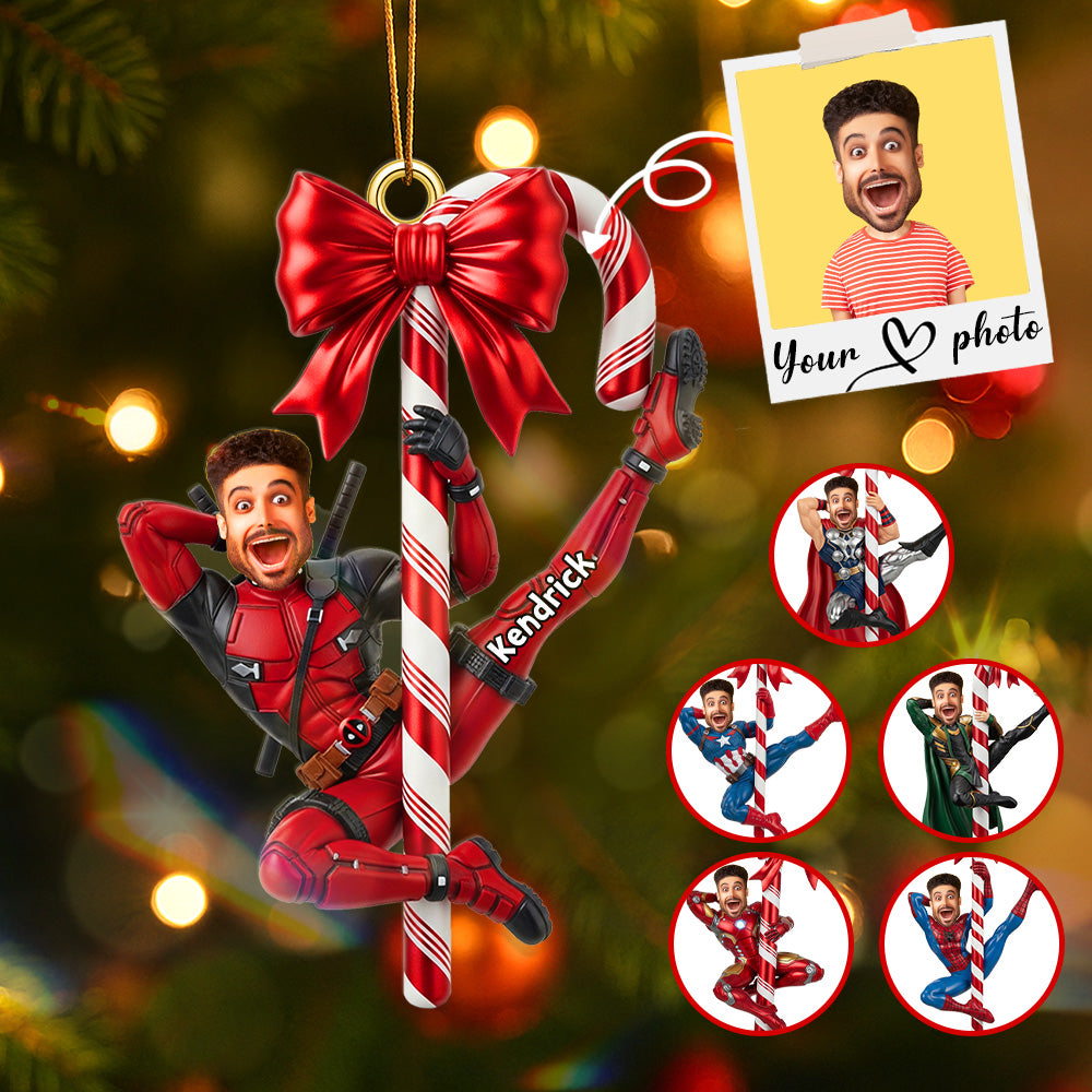 Custom Photo Funny Hero Ornament - Personalized Gifts For Christmas 04NAMG280825-Homacus